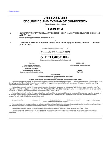 Thumbnail Steelcase 10-Q Quarterly Report FY2018 