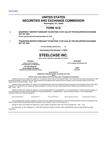 Thumbnail Steelcase 10-Q Quarterly Report FY2019 
