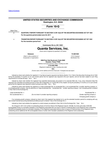 Thumbnail Quanta Services
 10-Q Quarterly Report FY2017 