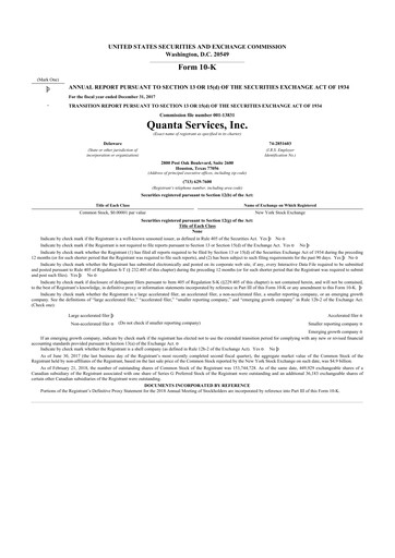 Thumbnail Quanta Services
 10-K Annual Report 2017