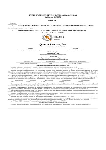 Thumbnail Quanta Services
 10-K Annual Report 2023