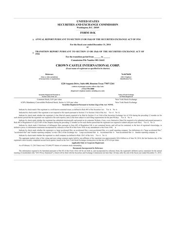 Thumbnail Crown Castle 10-K Annual Report 2014