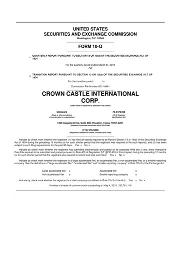 Vorschaubild Crown Castle 10-Q Quartalsbericht 2015 