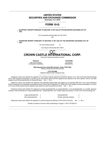 Vorschaubild Crown Castle 10-Q Quartalsbericht 2016 