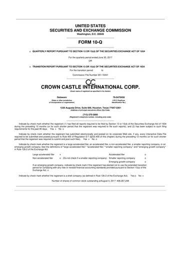 Vorschaubild Crown Castle 10-Q Quartalsbericht 2017 