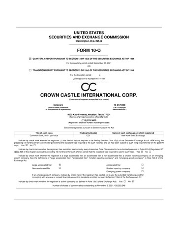 Vorschaubild Crown Castle 10-Q Quartalsbericht 2021 