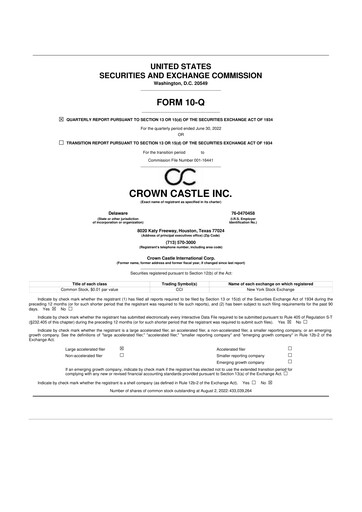 Vorschaubild Crown Castle 10-Q Quartalsbericht 2022 