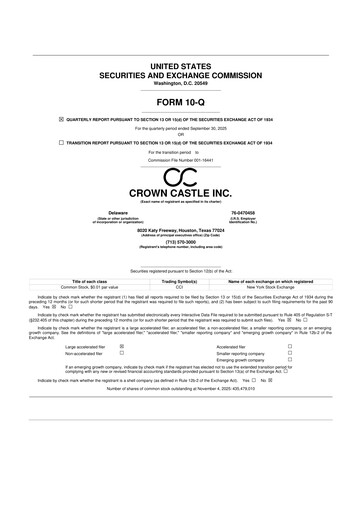 Vorschaubild Crown Castle 10-Q Quartalsbericht 2025 