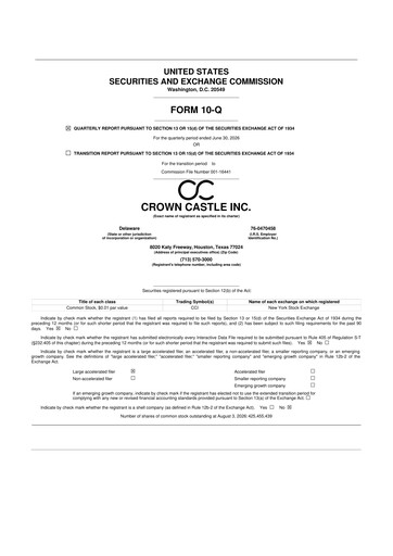 Thumbnail Crown Castle 10-Q Quarterly Report FY2026 