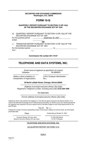 Thumbnail Telephone and Data Systems
 10-Q Quarterly Report FY 