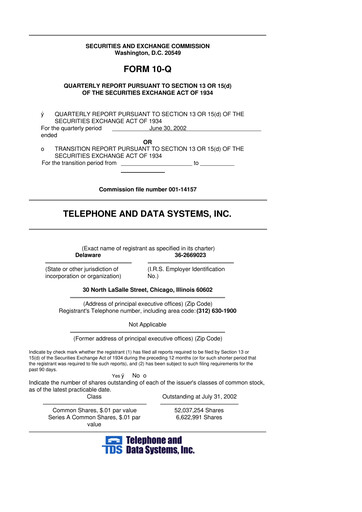 Thumbnail Telephone and Data Systems
 10-Q Quarterly Report FY 