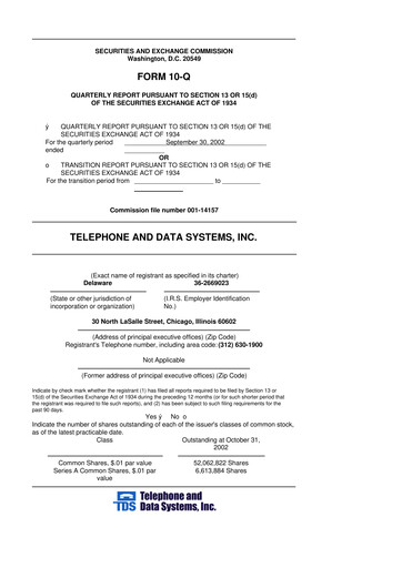 Thumbnail Telephone and Data Systems
 10-Q Quarterly Report FY 