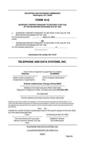 Thumbnail Telephone and Data Systems
 10-Q Quarterly Report FY 