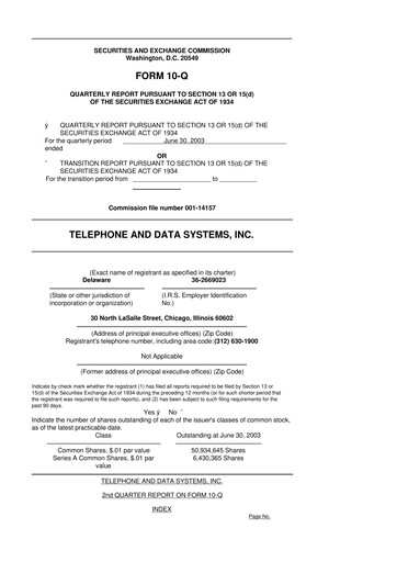 Thumbnail Telephone and Data Systems
 10-Q Quarterly Report FY 