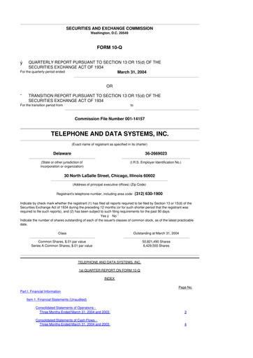 Thumbnail Telephone and Data Systems
 10-Q Quarterly Report FY 