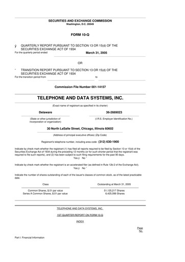 Thumbnail Telephone and Data Systems
 10-Q Quarterly Report FY 
