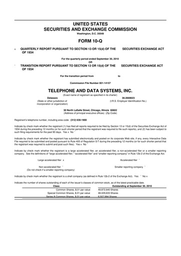 Thumbnail Telephone and Data Systems
 10-Q Quarterly Report FY2010 