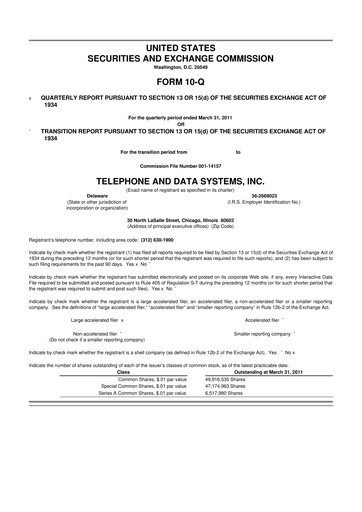 Thumbnail Telephone and Data Systems
 10-Q Quarterly Report FY2011 