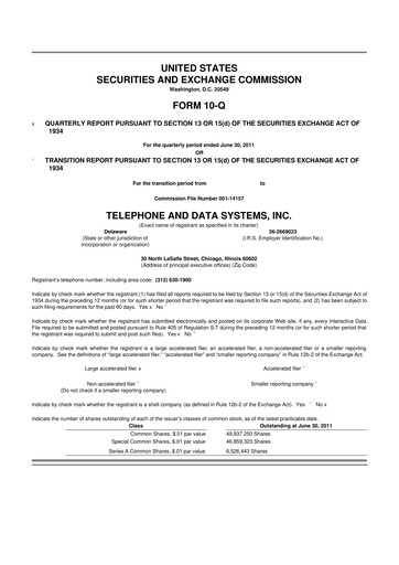 Thumbnail Telephone and Data Systems
 10-Q Quarterly Report FY2011 