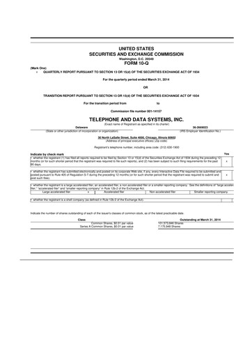 Thumbnail Telephone and Data Systems
 10-Q Quarterly Report FY2014 