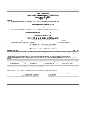 Thumbnail Telephone and Data Systems
 10-Q Quarterly Report FY2015 