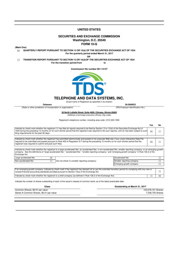 Thumbnail Telephone and Data Systems
 10-Q Quarterly Report FY2017 