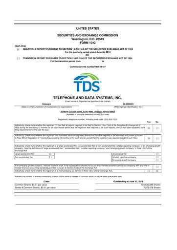 Thumbnail Telephone and Data Systems
 10-Q Quarterly Report FY2018 