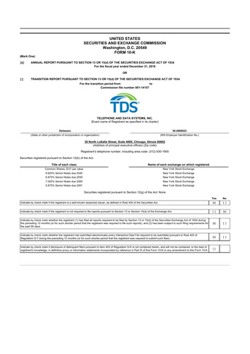 Thumbnail Telephone and Data Systems
 10-K Annual Report 2018