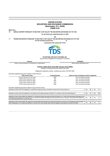 Thumbnail Telephone and Data Systems
 10-K Annual Report 2020