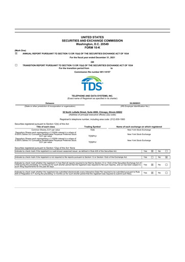 Thumbnail Telephone and Data Systems
 10-K Annual Report 2021