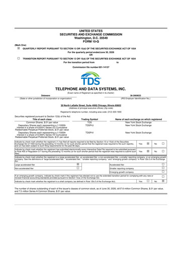 Thumbnail Telephone and Data Systems
 10-Q Quarterly Report FY2026 