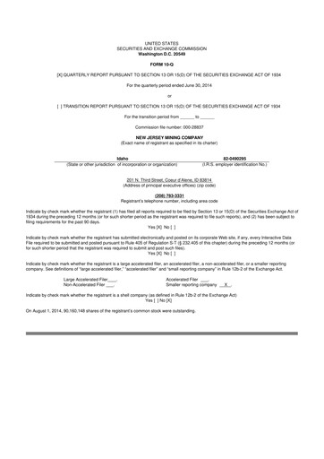 Thumbnail Idaho Strategic Resources 10-Q Quarterly Report FY2014 