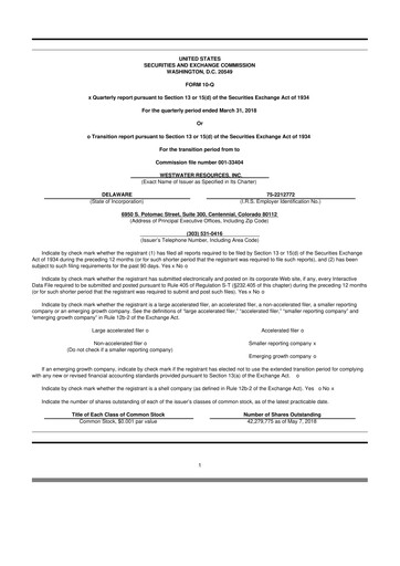 Vorschaubild Westwater Resources
 10-Q Quartalsbericht 2018 