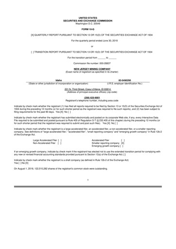 Thumbnail Idaho Strategic Resources 10-Q Quarterly Report FY2018 