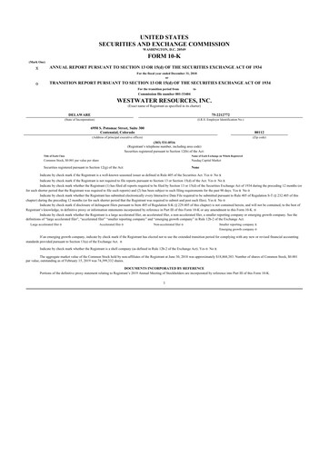 Thumbnail Westwater Resources
 10-K Annual Report 2018