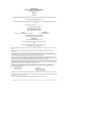 Thumbnail Idaho Strategic Resources 10-K Annual Report 2018