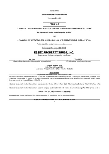 Thumbnail Essex Property Trust
 10-Q Quarterly Report FY 