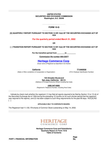 Thumbnail Heritage Commerce 10-Q Quarterly Report FY 