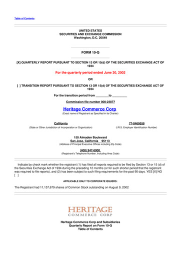 Thumbnail Heritage Commerce 10-Q Quarterly Report FY 