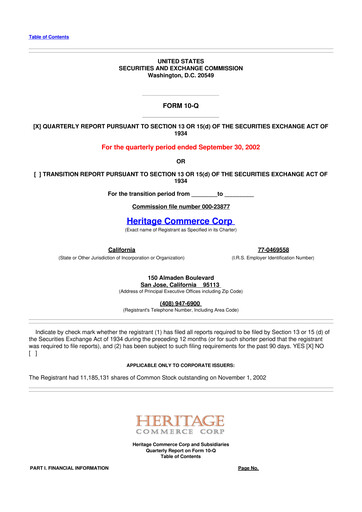 Thumbnail Heritage Commerce 10-Q Quarterly Report FY 