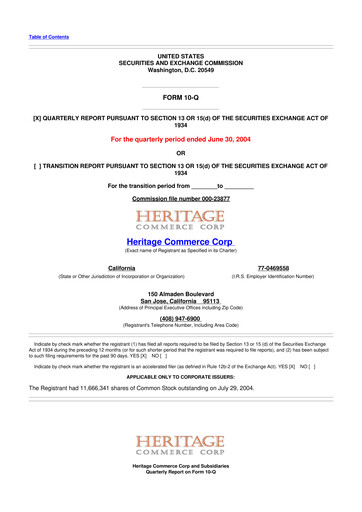 Thumbnail Heritage Commerce 10-Q Quarterly Report FY 