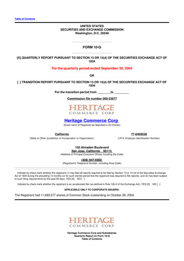 Thumbnail Heritage Commerce 10-Q Quarterly Report FY 