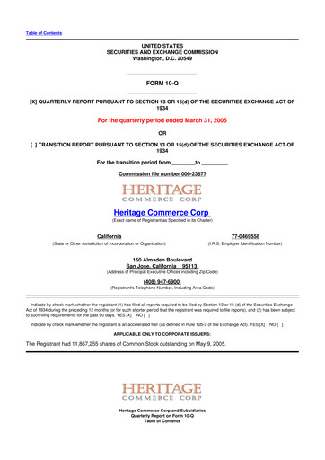 Thumbnail Heritage Commerce 10-Q Quarterly Report FY 