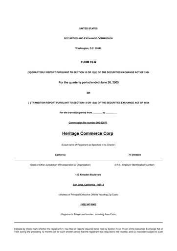 Thumbnail Heritage Commerce 10-Q Quarterly Report FY 