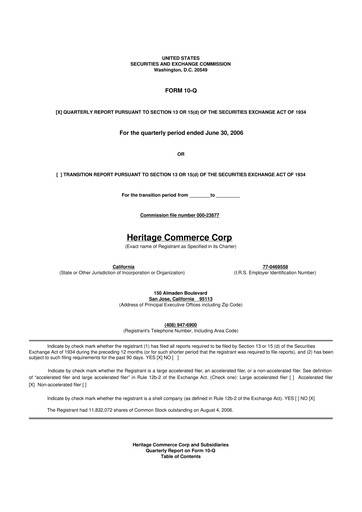 Thumbnail Heritage Commerce 10-Q Quarterly Report FY 