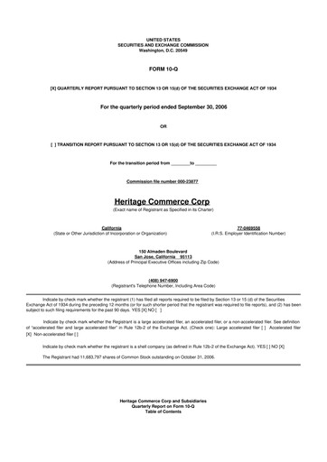 Thumbnail Heritage Commerce 10-Q Quarterly Report FY 