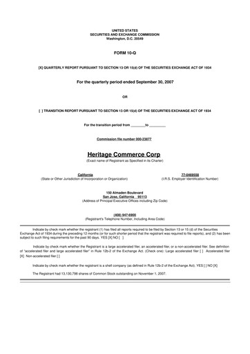 Thumbnail Heritage Commerce 10-Q Quarterly Report FY 