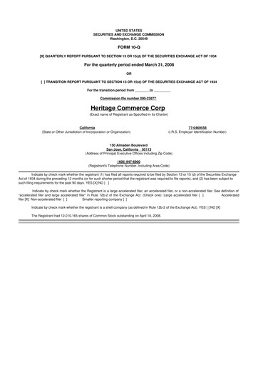 Thumbnail Heritage Commerce 10-Q Quarterly Report FY 