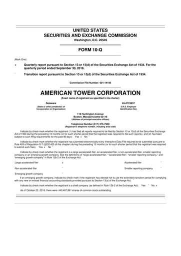 Thumbnail American Tower 10-Q Quarterly Report FY2018 