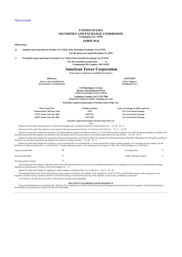 Thumbnail American Tower 10-K Annual Report 2019